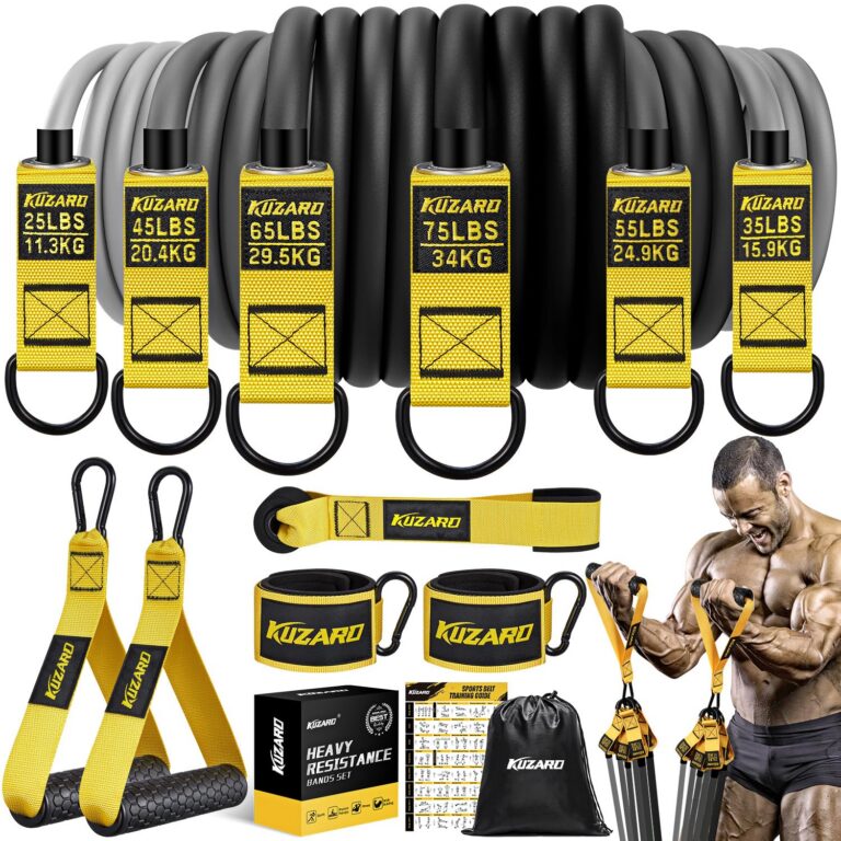 KUZARO Heavy Resistance Bands, 300lbs 360lbs Weight Bands Set, Exercise Bands with Handles, Fitness Workout Bands for Men Women - Home Gym Workout Equipment for Strength...