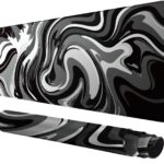 Large Gaming Mouse Pad - Black and White Mouse Pad with Stitched Edges, Extended XL (80x40 cm) Mousepad with Anti-Slip Rubber Base, Ink Liquid Wave Desk Mat for Keyboard and...