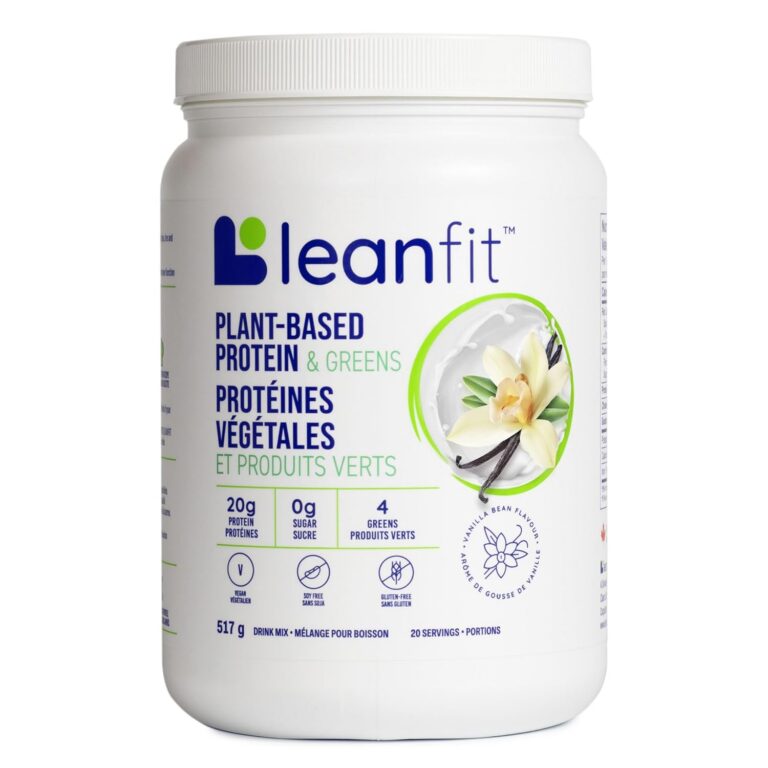 LEANFIT PLANT-BASED PROTEIN & GREENS Natural Vanilla – 20g Plant Protein + 4 Leafy Greens Per Serving – Vegan, Gluten-Free, Soy-Free, No Sugar - 20 Servings, 517g Tub