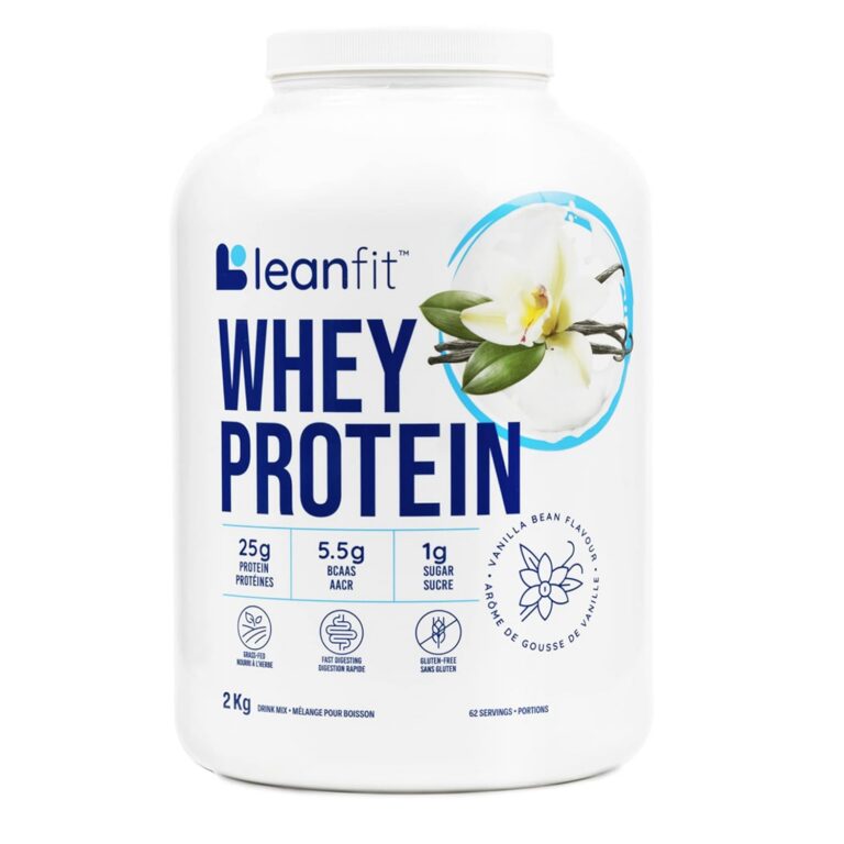 LEANFIT WHEY PROTEIN Powder, Natural Vanilla, 25g Protein, 62 Servings, 2kg Tub
