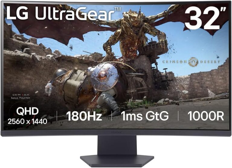 LG Ultragear™ 32GS60QX-B 32-inch Ultragear™ QHD (2560x1440) 1000R Curved Gaming Monitor | 1ms (GtG), 180Hz | AMD FreeSync™