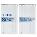 LiBa PEVA 8G Bathroom Shower Curtain Liner, 72" W x 72" H, Clear, 8G Heavy Duty Waterproof Shower Curtain Liner