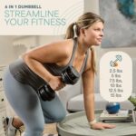 Lifepro Adjustable Dumbbells Set - 6 in 1 Dumbbell with Adjustable Weight Setting 5lb,15lb, 25lb, 35lb, 45lb & 55lb Set & Single with Rack - Quick Adjust & Secure Grip - Compact...