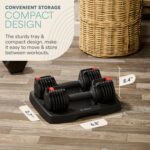 Lifepro Adjustable Dumbbells Set - 6 in 1 Dumbbell with Adjustable Weight Setting 5lb,15lb, 25lb, 35lb, 45lb & 55lb Set & Single with Rack - Quick Adjust & Secure Grip - Compact...