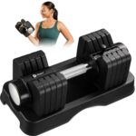 Lifepro Adjustable Dumbbells Set - 6 in 1 Dumbbell with Adjustable Weight Setting 5lb,15lb, 25lb, 35lb, 45lb & 55lb Set & Single with Rack - Quick Adjust & Secure Grip - Compact...