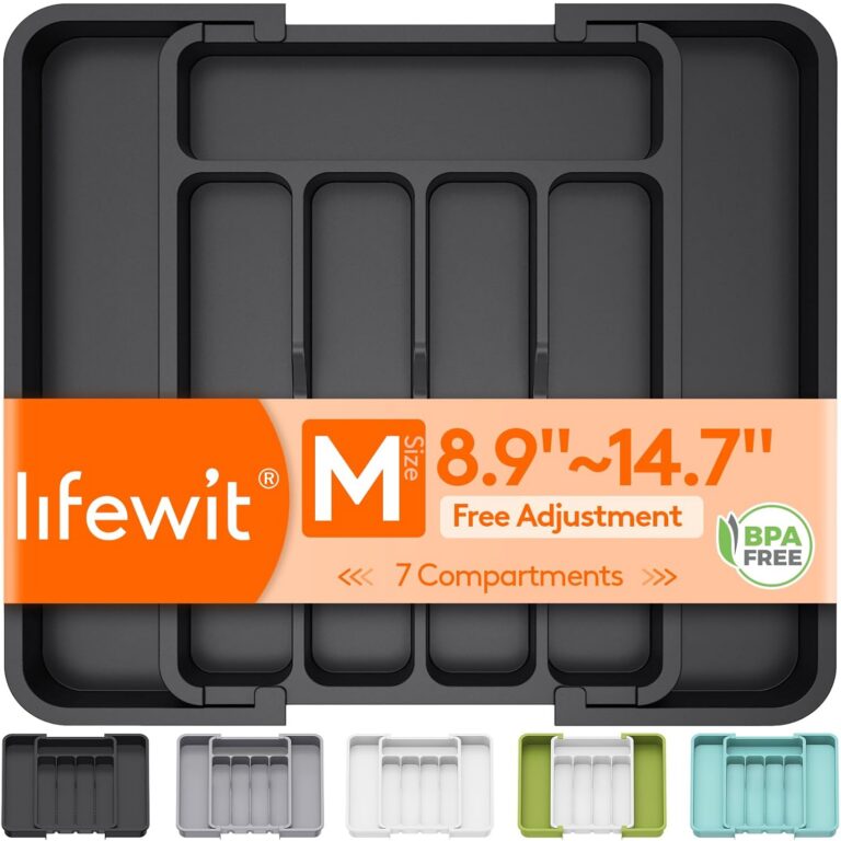 Lifewit Cutlery Organizer, Expandable Utensil Organizer for Kitchen, Utensil Holder, Adjustable Cutlery Tray Drawer Organizer for Spoons, Knives, Kitchen Organizers and Storage,...