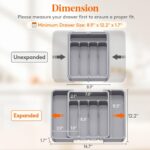 Lifewit Small Cutlery Organizer, Expandable Cutlery Rack for Kitchen, Gray