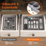 Lifewit Small Cutlery Organizer, Expandable Cutlery Rack for Kitchen, Gray