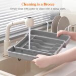 Lifewit Small Cutlery Organizer, Expandable Cutlery Rack for Kitchen, Gray