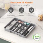 Lifewit Small Cutlery Organizer, Expandable Cutlery Rack for Kitchen, Gray