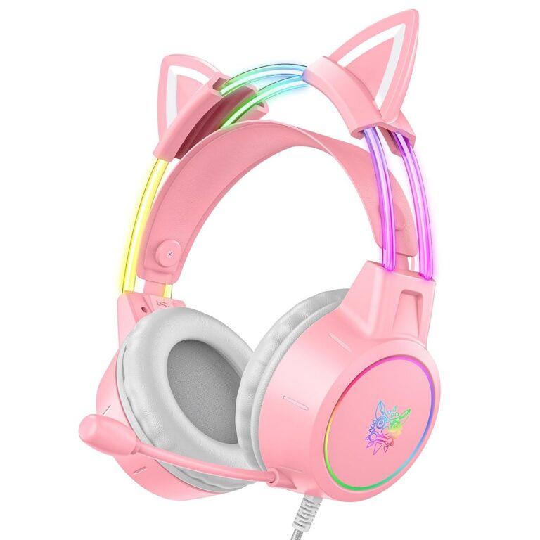 Lightweight Gaming Headsets with Removable Cat Ears,Gradient RGB Light, Wired Over- Ear Headphones for PC/PS4/PS5/XBOX/Switch, Virtual Surround Sound & Noise Cancelling Mic,...