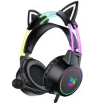 Lightweight Gaming Headsets with Removable Cat Ears,Gradient RGB Light, Wired Over- Ear Headphones for PC/PS4/PS5/XBOX/Switch, Virtual Surround Sound & Noise Cancelling Mic,...