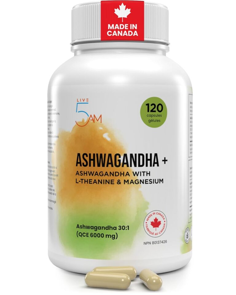 Live 5AM Organic Ashwagandha 6000mg + L-Theanine & Magnesium BisGlycinate | Stress Relief, Relaxation, Focus & Mood Balance | Adaptogen for Calm & Mental Clarity | 120 Capsules...