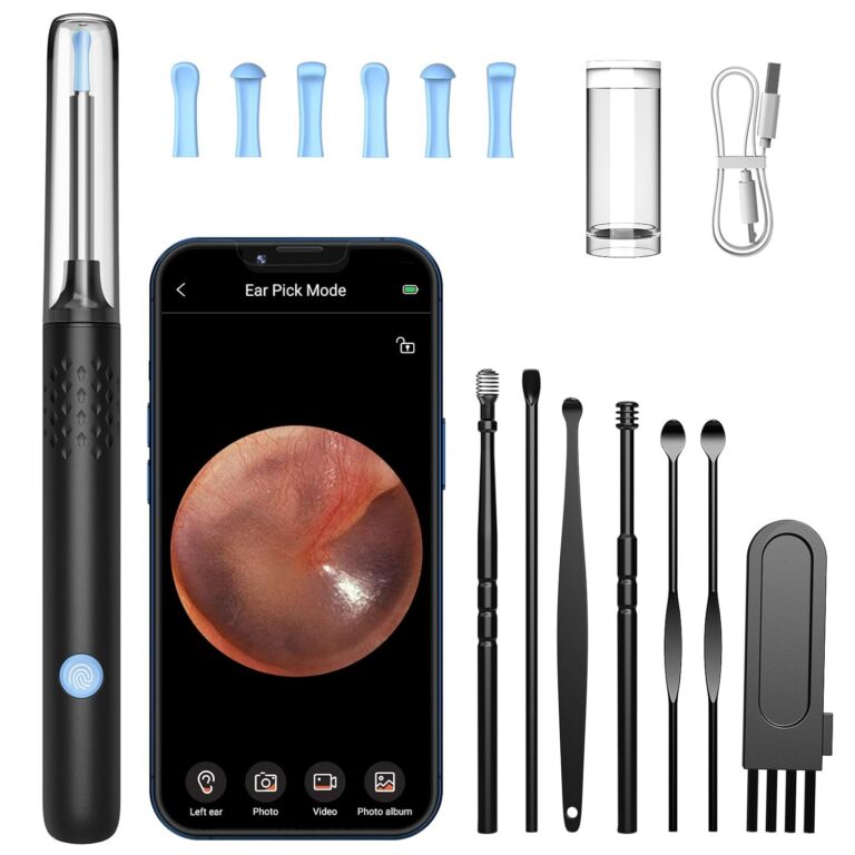 LMECHN Ear Wax Removal, Ear Cleaner with 7 Pcs Ear Set, Ear Wax Removal Tool Camera with 1080P Ear Otoscope & 6 LED Lights, Wireless Ear Pick for Ear Cleaning with 6 Ear Spoons...