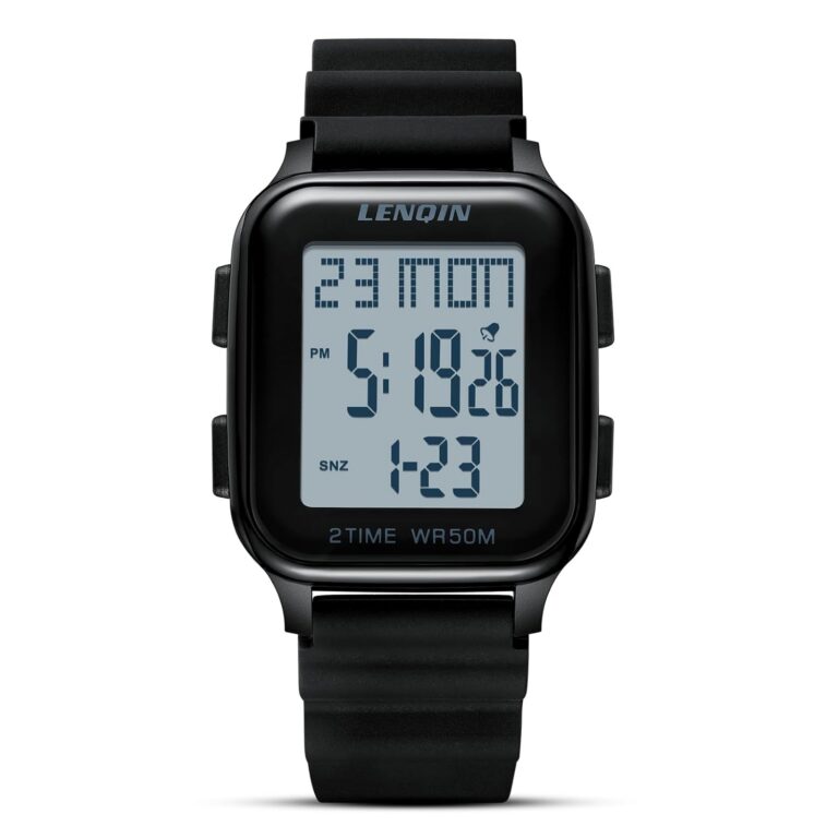 LN LENQIN Mens Digital Watch Ultra Thin Minimalist Sports Waterproof Digital Watches Men Outdoor Wrist Watch for Men with LED Backlight Timer Alarm Date