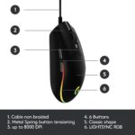 Logitech G203 Wired Gaming Mouse, 8,000 DPI, Rainbow Optical Effect LIGHTSYNC RGB, 6 Programmable Buttons, On-Board Memory, Screen Mapping, PC/Mac Computer and Laptop Compatible...