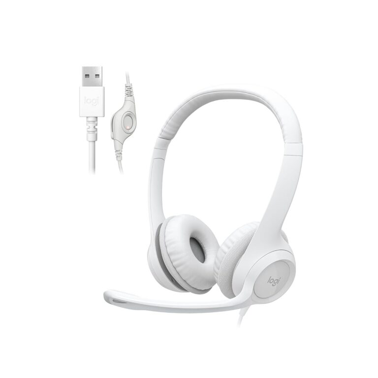 Logitech H390 Wired Headset for PC/Laptop, Stereo Headphones with Noise Cancelling Microphone, USB-A, in-Line Controls for Video Meetings, Music, Gaming and Beyond - Off White,...