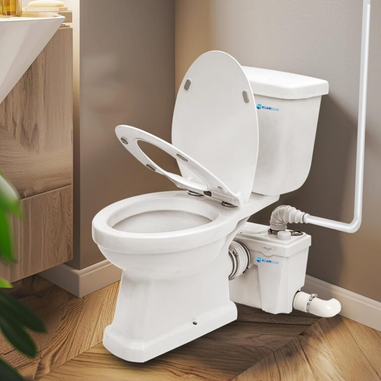 Macerating Toilet with 500Watt Macerator Pump 2 Piece Toilet, Upflush Toilet System for Basement Room Included Water Tank,Extension Pipe, Toilet Seat, Toilet Bowl