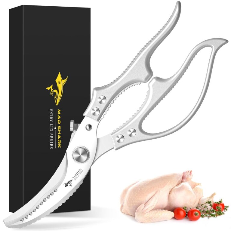 MAD SHARK Heavy Duty Poultry Shears, Kitchen Shears with Non-Slip Handle & Safety Lock, All Purpose Kitchen Scissors for Chicken, Meat Cutting, Turkey, Fish, Vegetables, Spring...