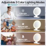 Magnifying Mirror with Light 30X, Double-Sided 1X/ 30X Magnifying Makeup Mirror with Tweezer, 2000mAh 3 Colour Modes with Adjustable Brightness, Foldable Compact Travel Mirror