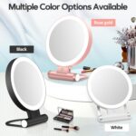 Magnifying Mirror with Light 30X, Double-Sided 1X/ 30X Magnifying Makeup Mirror with Tweezer, 2000mAh 3 Colour Modes with Adjustable Brightness, Foldable Compact Travel Mirror