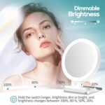 Magnifying Mirror with Light 30X, Double-Sided 1X/ 30X Magnifying Makeup Mirror with Tweezer, 2000mAh 3 Colour Modes with Adjustable Brightness, Foldable Compact Travel Mirror