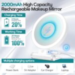 Magnifying Mirror with Light 30X, Double-Sided 1X/ 30X Magnifying Makeup Mirror with Tweezer, 2000mAh 3 Colour Modes with Adjustable Brightness, Foldable Compact Travel Mirror
