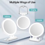 Magnifying Mirror with Light 30X, Double-Sided 1X/ 30X Magnifying Makeup Mirror with Tweezer, 2000mAh 3 Colour Modes with Adjustable Brightness, Foldable Compact Travel Mirror