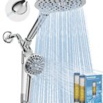 MakeFit Dual Filtered Rain Shower Head Combo, High Pressure Handheld Shower Head with Adjustable Bar - 8'' Rainfall Shower Head and 10 Modes Showerhead with Filter for Hard...