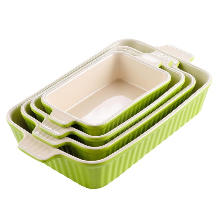 MALACASA Bakeware Set of 4, Porcelain Baking Pans Set for Oven, Casserole Dish, Ceramic Rectangular Baking Dish Lasagna Pans for Cooking Cake Kitchen, Green...