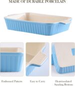 MALACASA Casserole Dishes for Oven, Porcelain Baking Dishes, Ceramic Bakeware Sets of 4, Rectangular Lasagna Pans Deep with Handles for Baking Cake Kitchen, Blue...