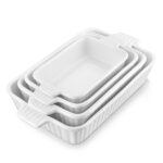MALACASA Casserole Dishes for Oven, Porcelain Baking Dishes, Ceramic Bakeware Sets of 4, Rectangular Lasagna Pans Deep with Handles for Baking Cake Kitchen, Blue...