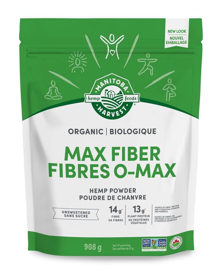 Manitoba Harvest Hemp Yeah! Organic Max Fibre Protein Powder, Unsweetened, 908g; with 13g of Fibre, 13g Protein and 2.5g Omegas 3&6 per Serving, Preservative Free, Non-GMO