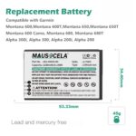 MAUSOCELA 2200mAh 361-00053-00 GPS Replacement Battery, Compatible with Gar'min Montana 600, 600T, 610, 680, 680T, 650, 650T, Alpha 300, 300i, 200, 200i - 3.7V/Li-ion