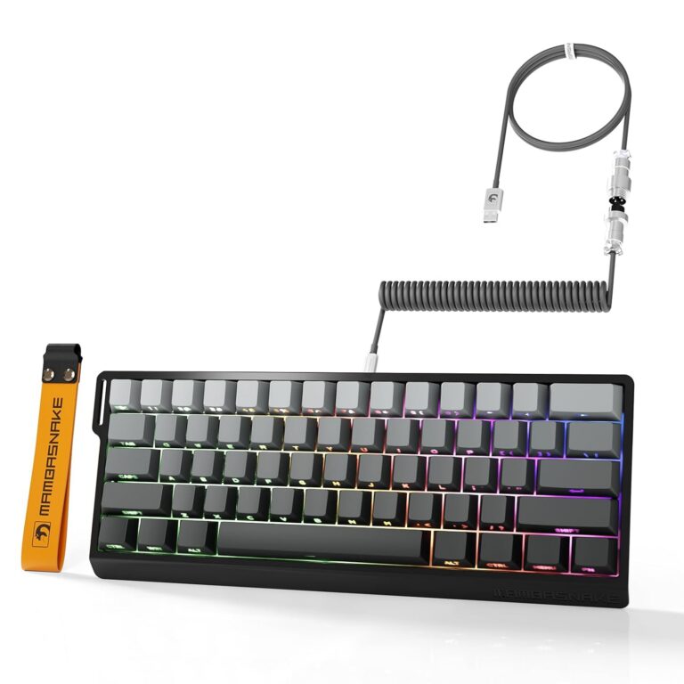 MBASNAKE X60 HE 60% BT/2.4G/Wired Tri-Mode Gaming Keyboard Adjustable Actuation,Rapid Trigger Magnetic Switch Mechanical Keyboard,RGB Backlit,8KHz Polling Rate with Coiled Cable...