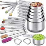 Measuring Cups and Spoons Set of 20, 7 Stainless Steel Nesting Measuring Cups, 1 + Leveler and 5 Mini Measuring Spoons, Measuring Spoons and Cups for Cooking and Baking