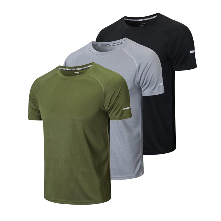 Men's 3 Pack Workout Shirts Quick Dry Moisture Wicking Short Sleeve Mesh Athletic T-Shirts
