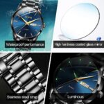 Men's Casual Stainless Steel Watch, Big Face Round Analog Quartz Watch with Day and Date, Classic Waterproof Simple Dial Dress Watch for Men, Gold Silver Black Band