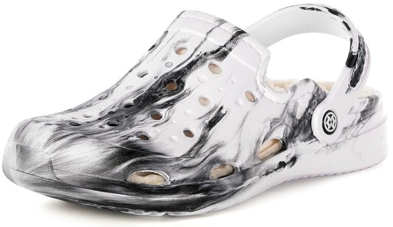 Mens Womens Lined Garden Clogs Unisex Fur Lining Gardening Slip on Sandals Winter House Home Fuzzy Slippers with Arch Support