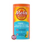 Metamucil Daily Fibre + Collagen Peptides, Psyllium Husk Powder, Plant Based Sugar-Free with Stevia, Orange Flavoured, 60 Servings (564 g)