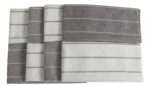 Microfiber Kitchen Towels - Super Absorbent, Soft and Solid Color Dish Towels, 8 Pack (Stripe Designed Grey and White Colors), 26 x 18 Inch (Grey)