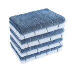 Microfiber Kitchen Towels - Super Absorbent, Soft and Solid Color Dish Towels, 8 Pack (Stripe Designed Grey and White Colors), 26 x 18 Inch (Grey)