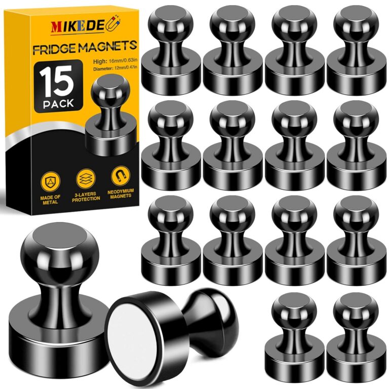MIKEDE Refrigerator Whiteboard Magnet, 15Pcs Black Whiteboard Magnets, Suitable for Metal Magnets in Offices, Schools, Classrooms, Kitchens