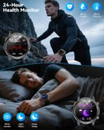 Military Smart Watches for Men, 1.7″ Smartwatch with 1000 mAh Battery/2 Straps/Led Flashlight/Heart Rate/Sleep Monitor 100+ Sport Modes, Answer/Make Calls Fitness Watch for...