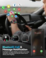 Military Smart Watches for Men, 1.7″ Smartwatch with 1000 mAh Battery/2 Straps/Led Flashlight/Heart Rate/Sleep Monitor 100+ Sport Modes, Answer/Make Calls Fitness Watch for...