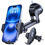 Miracase Car Phone Mount, [2025 Upgraded Strong Military Grade Suction Cup] Long Arm Phone Holder for Car Dashboard Windshield Vent, Hands Free Cell Phone Holder Compatible with...
