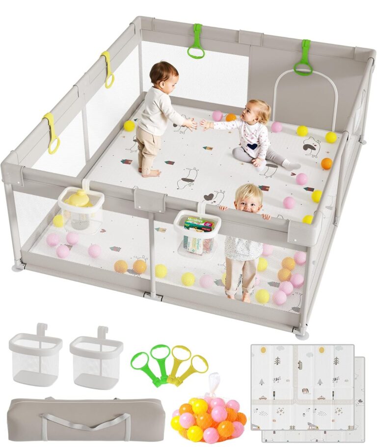 Mloong Large Safe Baby Playpen - Extra Large Play Pen with Mat for Infant & Toddler, 59×71 inch Baby Play Yard for Babies to Move, Play Freely,parc pour bébé