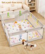 Mloong Large Safe Baby Playpen - Extra Large Play Pen with Mat for Infant & Toddler, 59×71 inch Baby Play Yard for Babies to Move, Play Freely,parc pour bébé