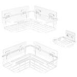 MOFOROCO 3-Pack Shower Caddy Corner Basket Shelf with Soap Holder, No Drilling Traceless Adhesive Shower Wall Shelves, Black Bathroom Shower Storage Organizer（ For 90-degree...