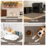 MontVoo-Absorbent Dish Drying Mat-Kitchen Counter Rubber Backed Water Absorbing Drying Mat-Hide Stain Under Dish Mat Quick Dry Coffee Mat-Brown 16''x24''
